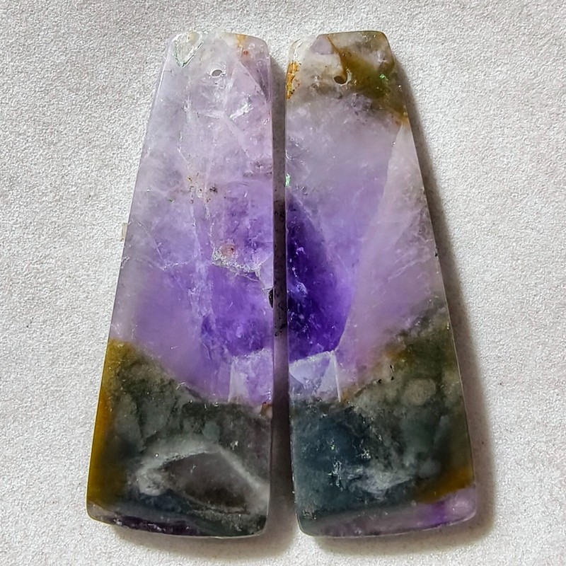 50 Cts Natural Amethyst Drilled Pair Cabochon Gemstone For Earrings 42.1X15.4 MM