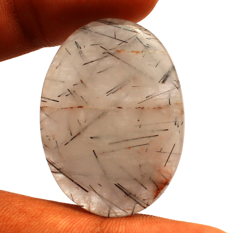 6 Pcs Natural Tourmaline Rutile Quartz 35mm-42.5mm Oval Cabochon Gemstones Lot gallery