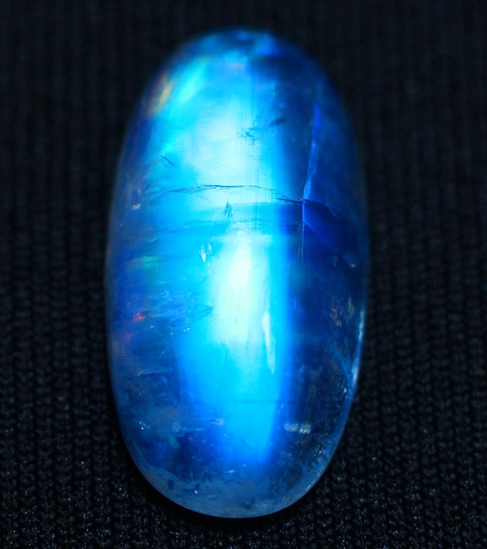 10 Ct 6X10X20 mm Natural Blue Fire Rainbow Moonstone Oval Cabochon Gems RU-114