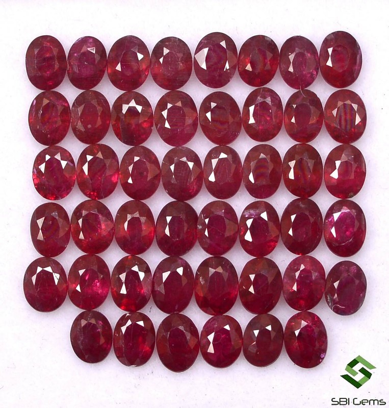8.43 Cts Natural Ruby Oval Cut 4×3 mm Lot 46 Pcs Deep Red Faceted Loose Gemstone