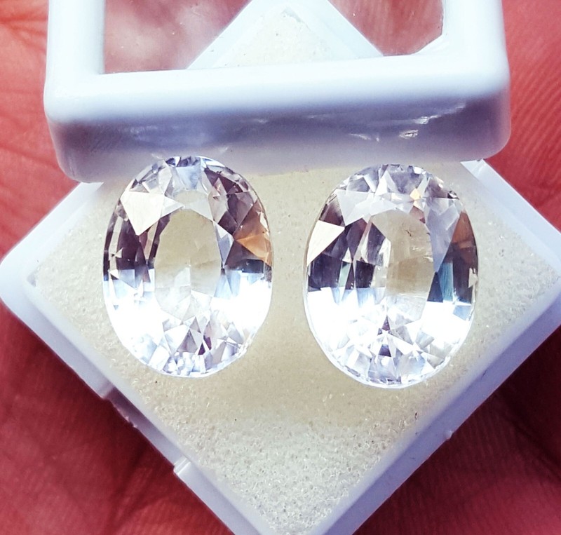 Natural White Sapphire Oval Shape 8 to 10 Ct Certified Pair Loose Gemstone H53 gallery