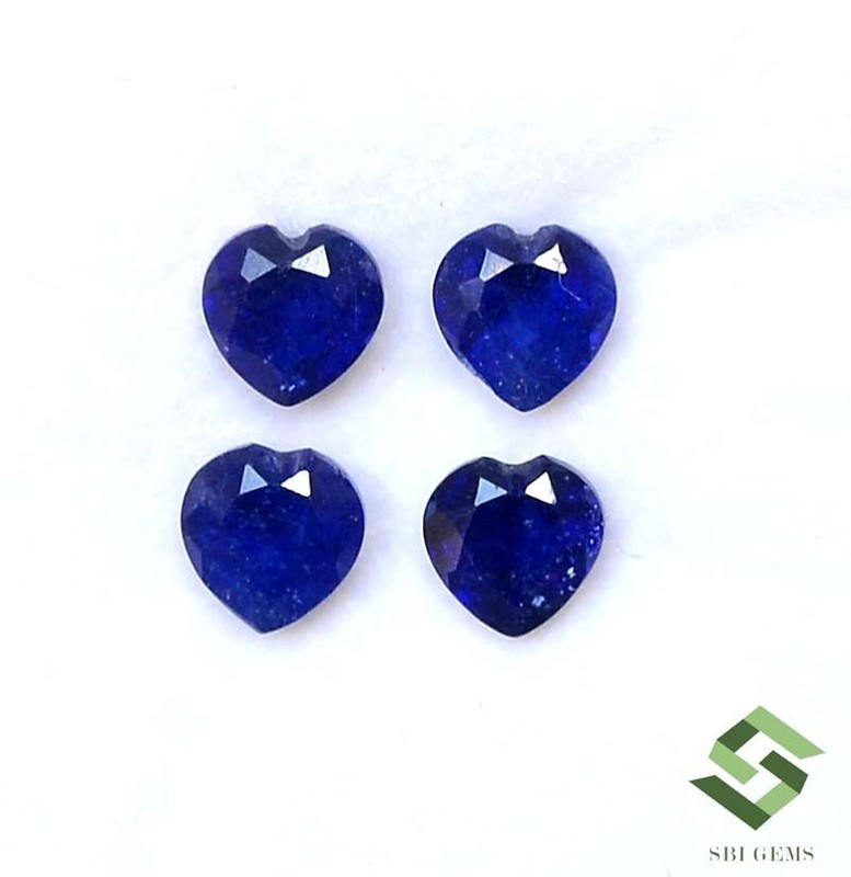 6x6 mm Natural Blue Sapphire Heart Shape Cut Lot 04 Pcs 4.46 CTS Loose Gems GF gallery