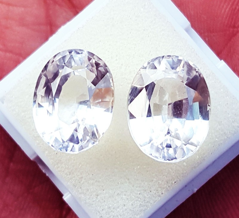 Natural White Sapphire Oval Shape 8 to 10 Ct Certified Pair Loose Gemstone H53 gallery