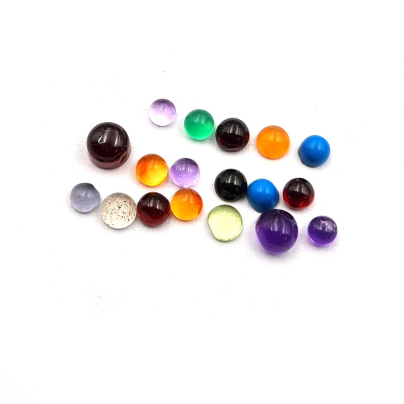 Natural Multi Stone Mix Size Round Cabochon Loose Gemstone Lot 100 Pcs 2-5 MM gallery