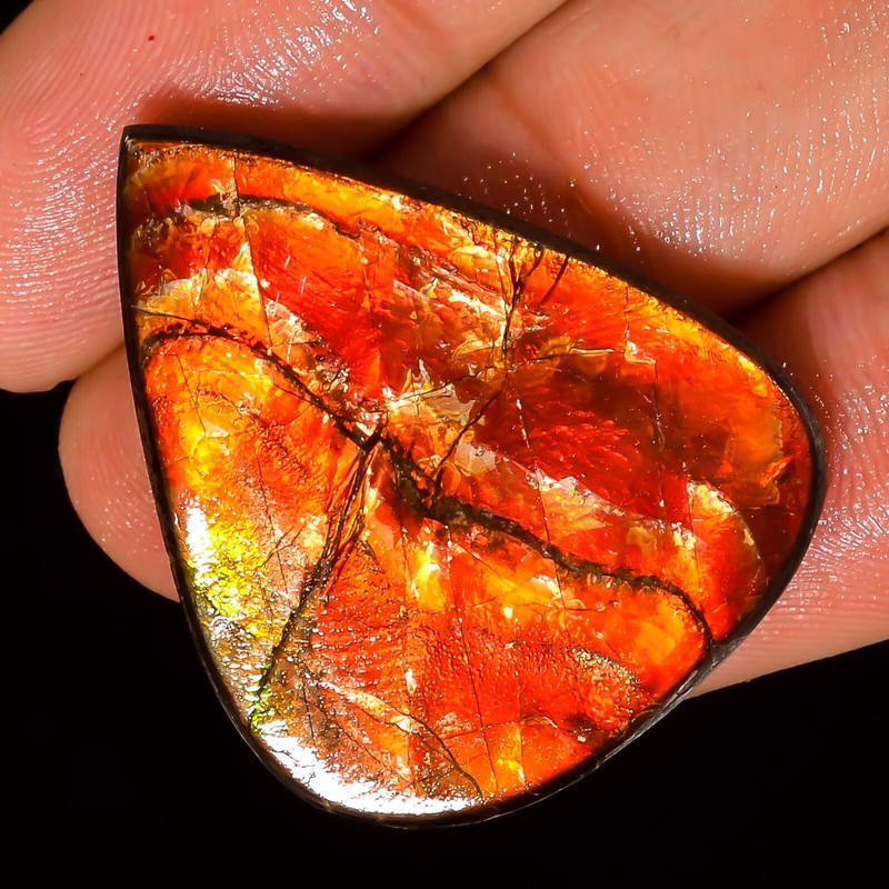 Ammolite Cabochon 37.20 CTS 100% Natural Ammolite Pear Gemstone 27x32x5 mm BC-58 gallery