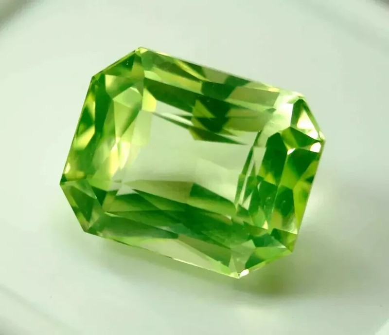 Olive Green Peridot 10-12 Ct Emerald Cut Natural EGL Certified Loose Gemstone gallery