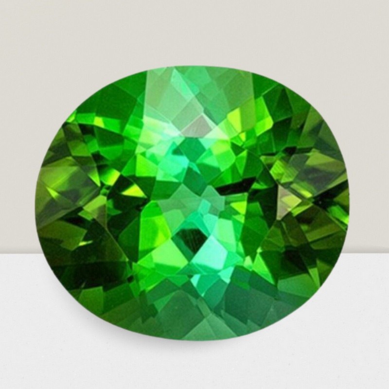 Green Tourmaline Oval Cut Gemstone 9.1 Cts – 16×12 mm Lustrous Loose Gem #