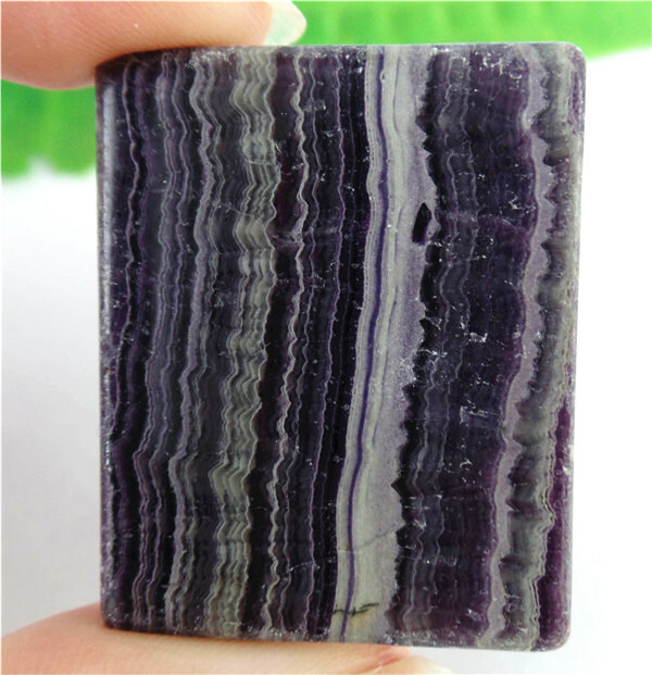 1Pc 38x31x9mm Natural Purple Fluorite Oblong CAB Reiki Crystal Quartz EA78623