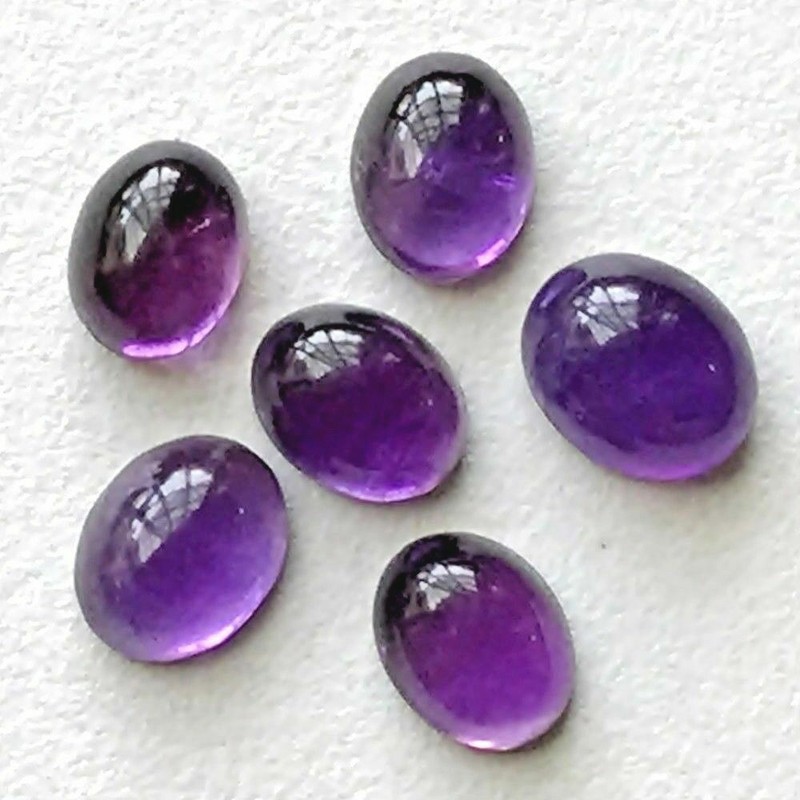 Wholesale Lot 8x6mm to 10x8mm Oval Cab Natural Amethyst Loose Calibrated Gems gallery