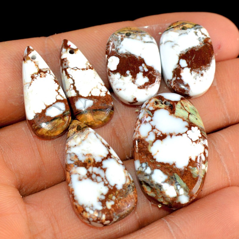 2Set 96Cts Natural Wild Horse Jasper Gems 26×15 25×14 / 19×11 21x9mm #R-15521