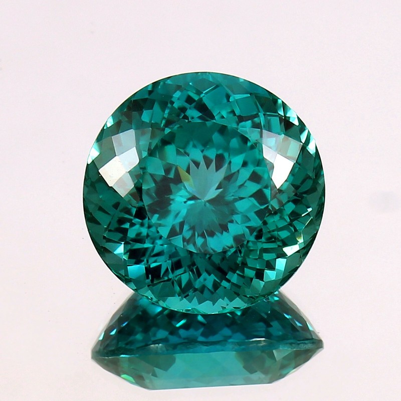 Natural Blue Green Ceylon Parti Sapphire Loose Round Gemstone Cut 17x17 MM gallery