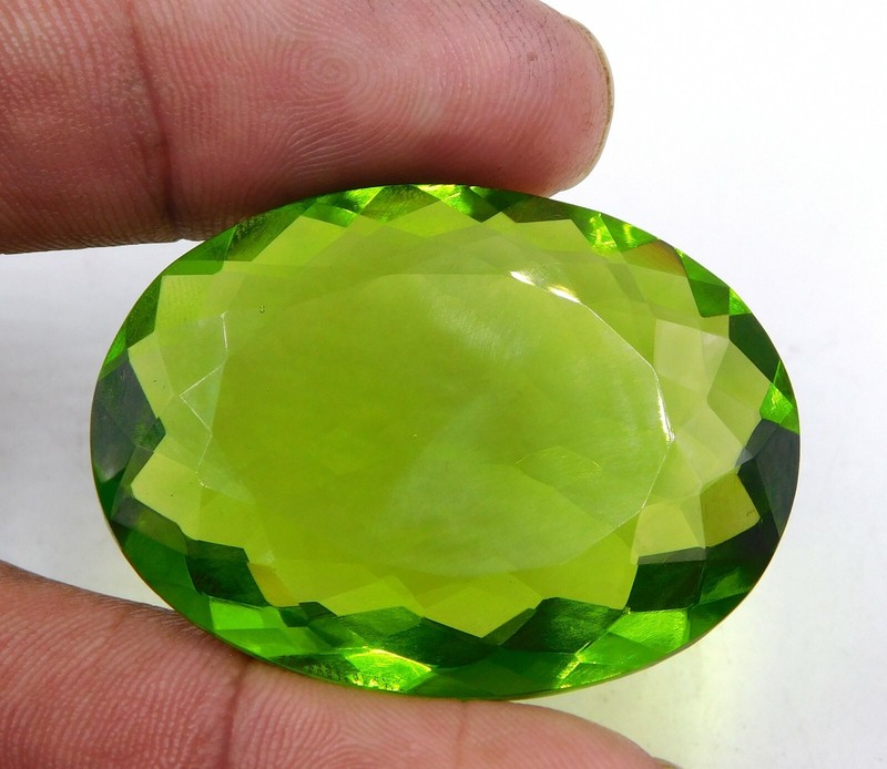 84.50 Cts 1 Pcs Lab Created Peridot Oval Cut Loose Gemstone 30X40 MM P-988 gallery