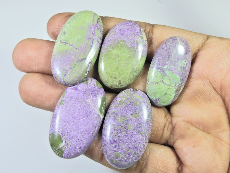 155Cts. Natural Stichtite Oval Shape Cabochon Loose Gemstone 05Pcs Lot