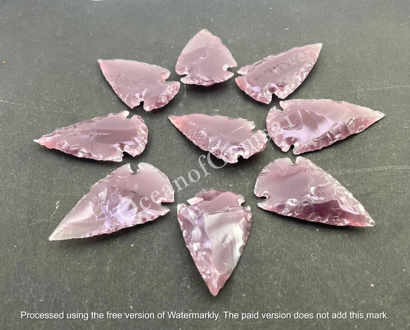 Manmade Purple Obsidian Arrowhead Crystal, 4 Pieces, Loose Gemstone Cabochon gallery