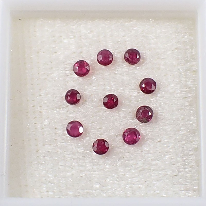 Qty 10 Pieces Round 2.0 mm Red-Pinkish Natural Ruby Gemstone, 0.55 carat gallery