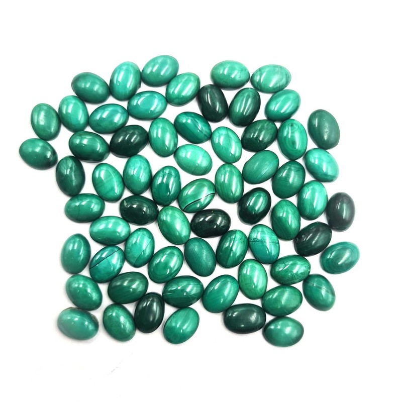 Natural Malachite Oval Cabochon Loose Gemstone Lot 51 Pcs 5*7 MM 50 CT