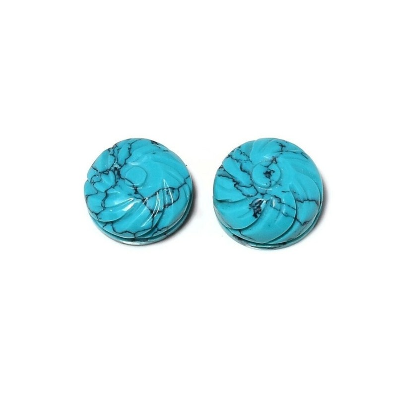20 Cts / 2 pcs Turquoise Flower Hand Carving Loose Gemstone for Jewelry Making