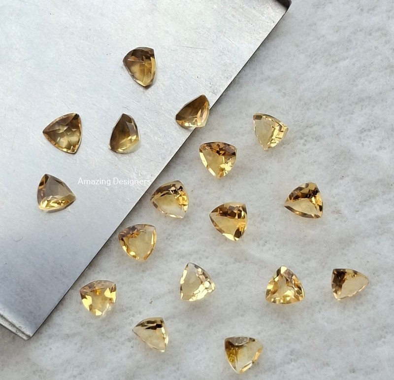 Natural Citrine Trillion Faceted Cut 5mm to 10mm Loose Gemstone gallery