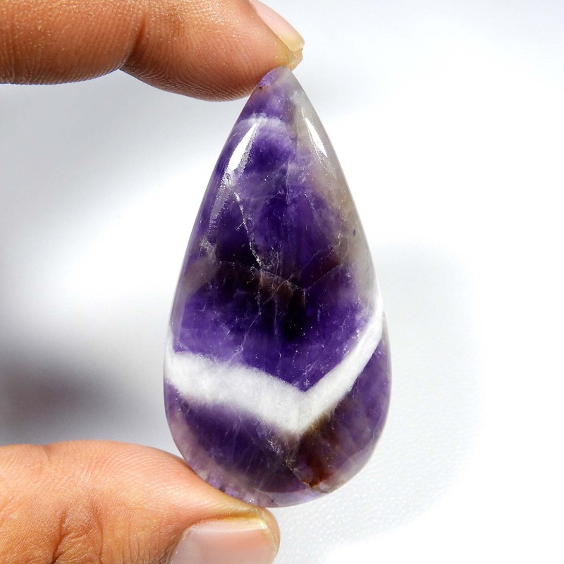 Purple Amethyst Lace Agate Cabochon Pear Shape Natural Gemstone 76 Cts #6911 gallery