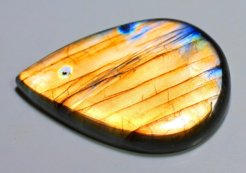85 Ct 7X31X45 mm Natural Multi Fire Labradorite Pear Cabochon Gemstone RO-215