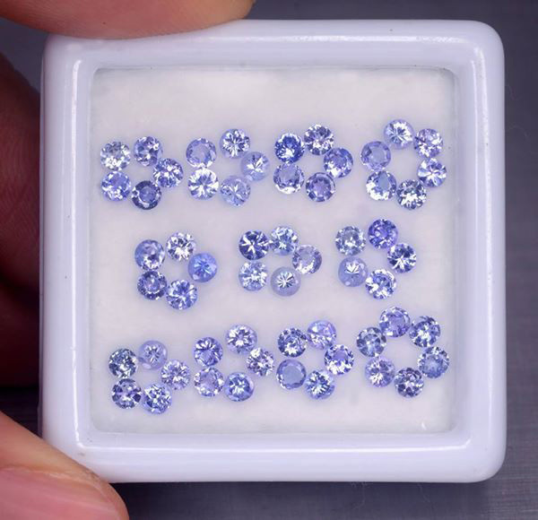 57PCS 4CT. Best AAA Unheated 100%Natural Violet Blue Tanzanite Round 2.5mm