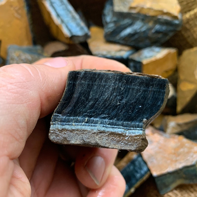BLUE Tiger Eye Rough - 1000 Carat Lots + a FREE Faceted Gemstone! gallery