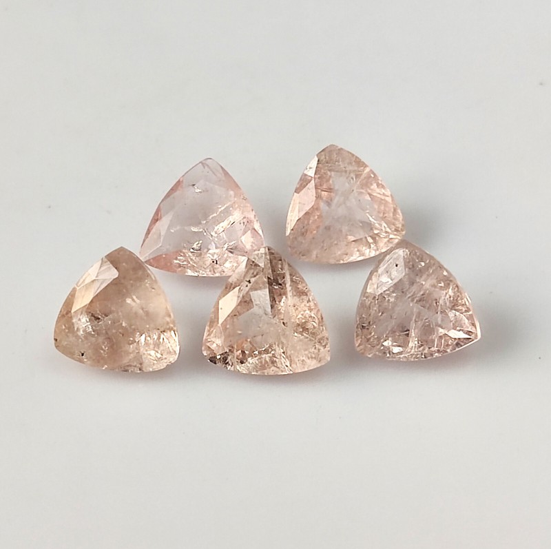 Natural Morganite 7X7 mm Trillion Faceted Untreated Calibrated Gemstone 5 Pieces