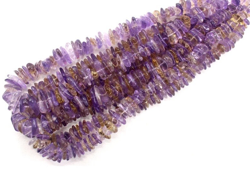 Christmas sale 15" Long Natural Ametrine Gemstone,Smooth Nuggets Chips 14-16 MM gallery
