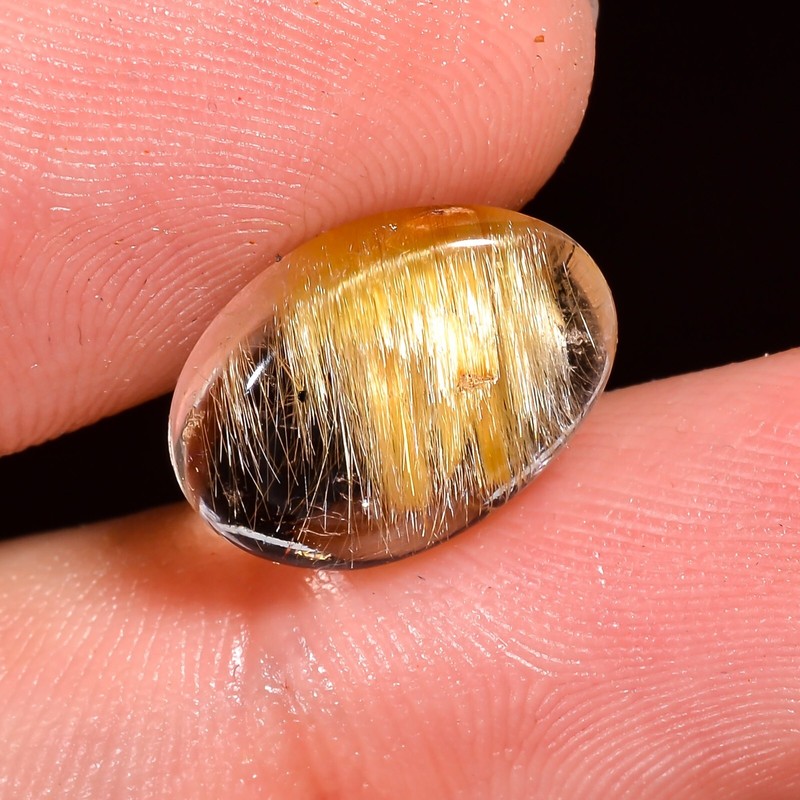 Golden Rutilated Quartz Cabochon Loose Gemstone 5 Ct 14X10X4 MM Natural gallery