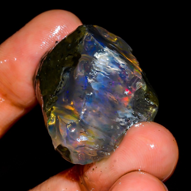 65Ct Ethiopian Opal Rough Gemstone Multi Fire Opal Loose Gemstone Raw 27X22X20mm gallery