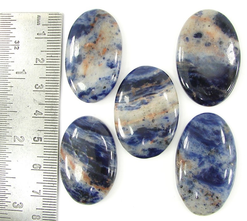 180.50 Ct Natural Blue Sodalite Loose 33-38 mm Gemstone Cabochon 5 Pcs Lot- 2141 gallery