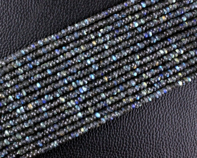Best Quality 1 Strand Natural Labradorite Rondelle Faceted Beads,4.5-5.5 MM