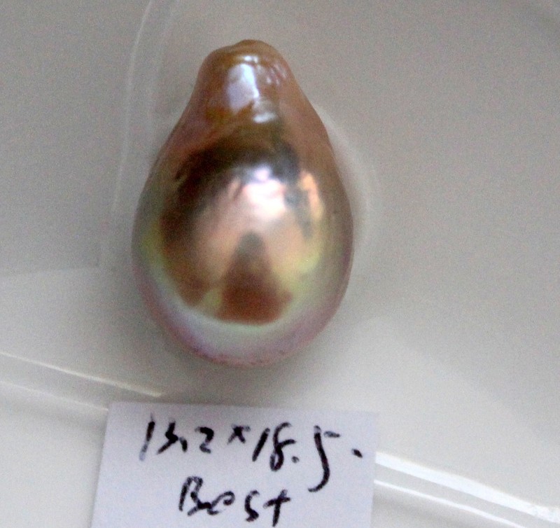 18.5×13.2mm Aurora Japanese kasumi pearl half hole drilled