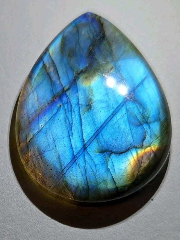 Natural Labradorite Pear Cabochon Gemstone, Iridescent Purple Blue/Gray. gallery