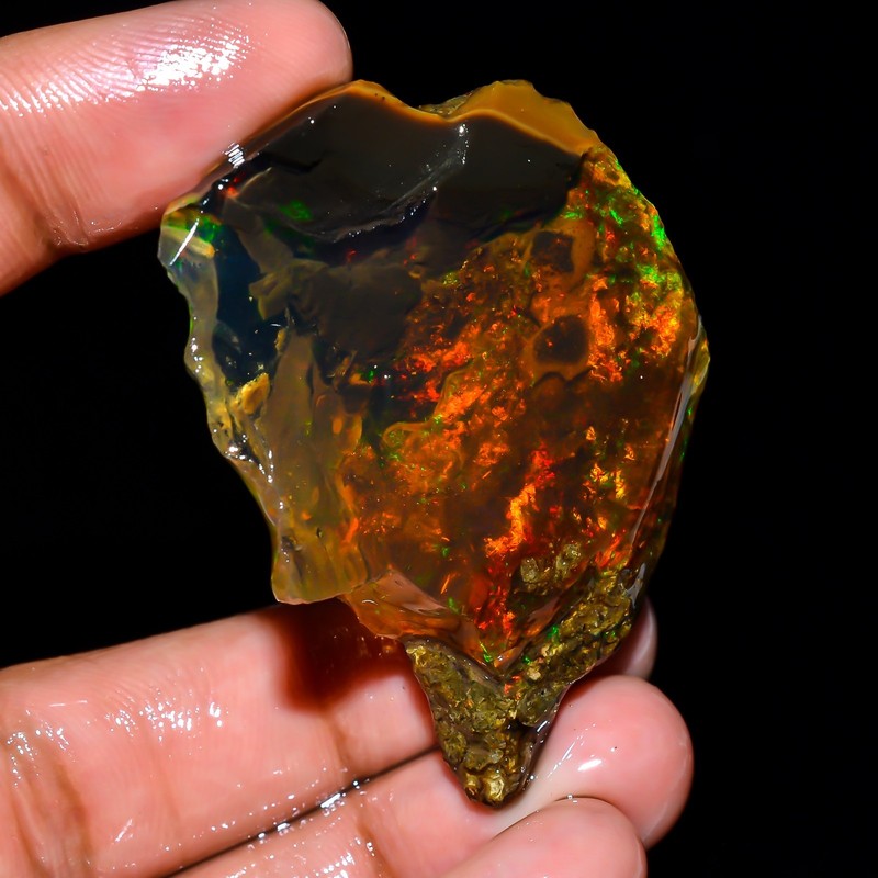 Multi Fire Opal Gemstone, 89 Carat, Opal Rough, Natural Ethiopian Oil Opal Raw, gallery