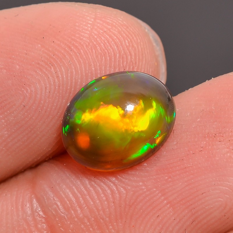 1.85 Ct Natural Black Ethiopian Opal Cabs Oval Shape Loose Gemstone 10X8X4 mm
