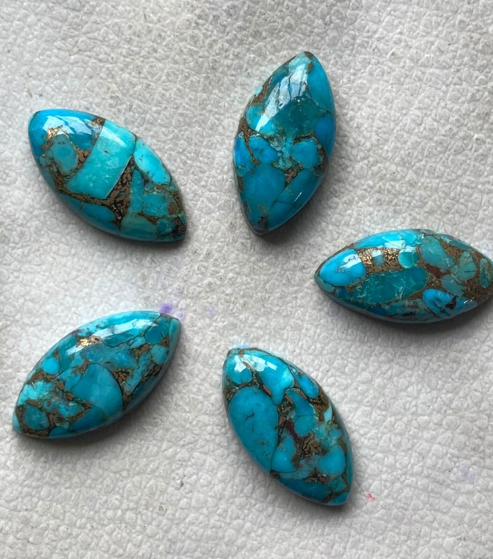 [WHOLESALE] BLUE COPPER TURQUOISE CABOCHON MARQUISE SHAPE LOOSE GEMSTONE gallery