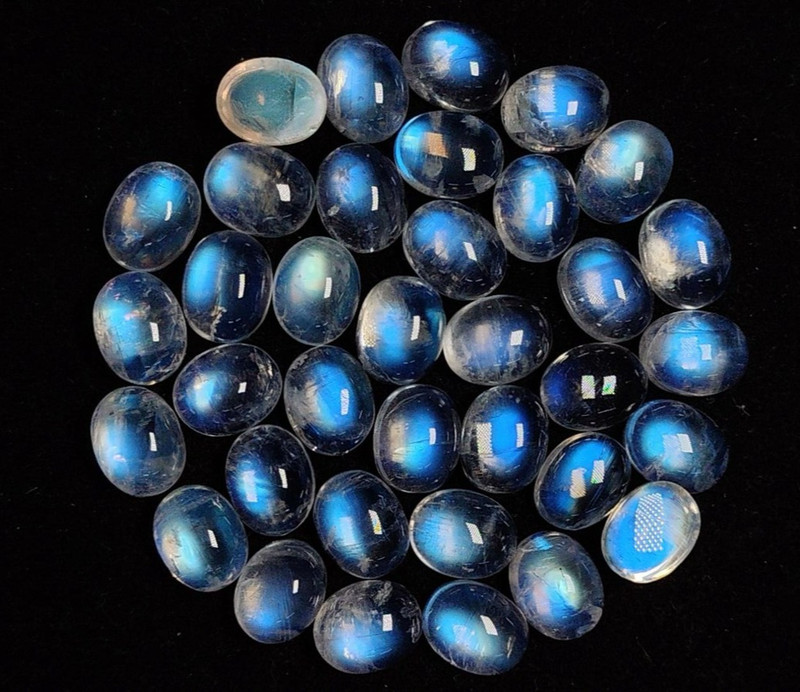 8A Quality Rainbow Moonstone Amazing Blue Falshy Fire Oval 8x10MM gallery