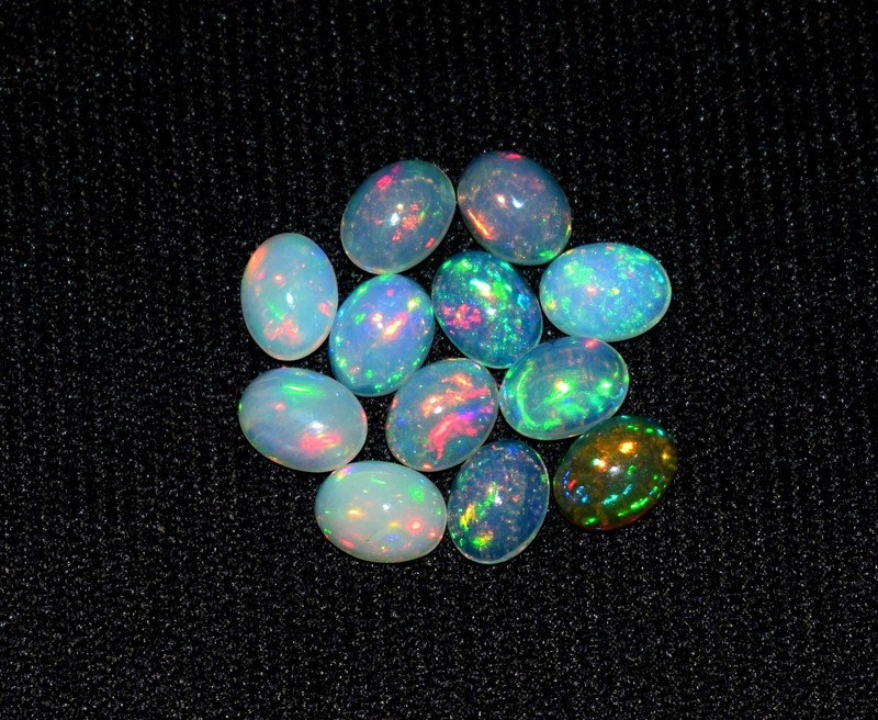 Natural Ethiopian Opal Welo Fire Loose Gemstone Cabochon 12 Pcs size 6x8mm Lot3 gallery