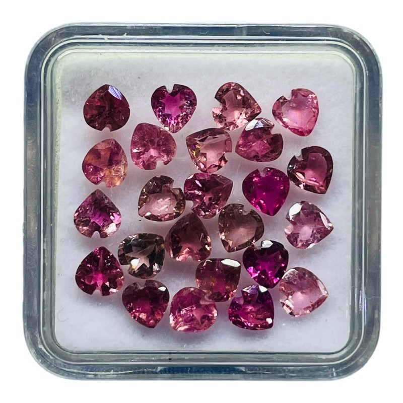 24 Pcs Natural Rubellite Tourmaline 4x4mm Heart Cut Loose Gemstones Lot 5.00 Cts gallery