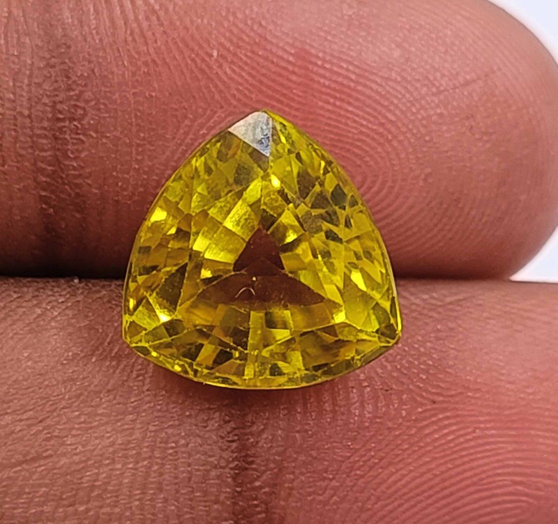 Yellow Sapphire Trillion Shape 8-9 Ct Certified Sri Lanka Gems For Ring DST gallery