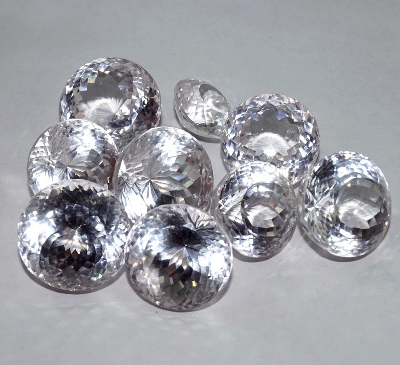 50 Ct Natural White Sapphire 5-7 Pcs Round Cut AGL Certified Gemstone Lot gallery