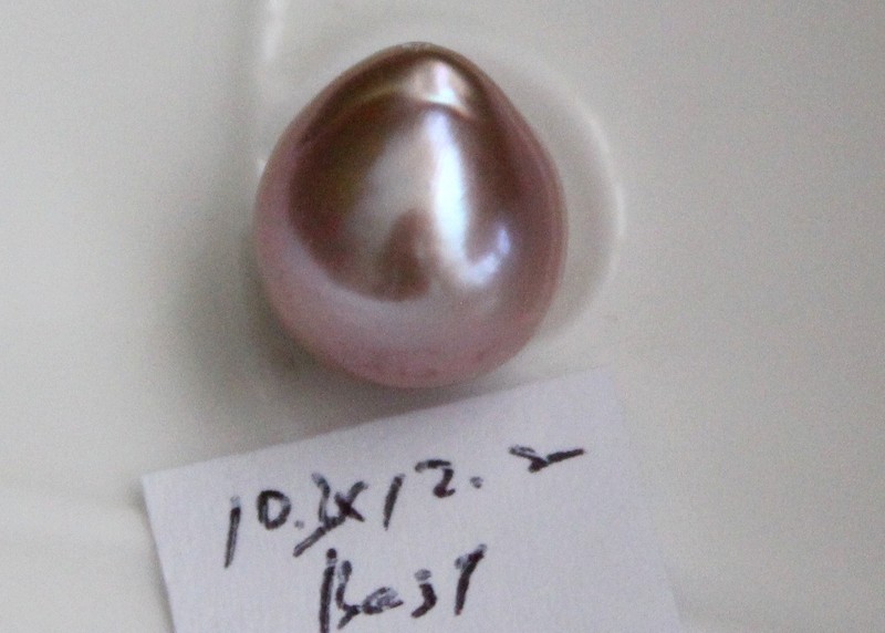 Aurora 12.2×10.2mm Japanese kasumi pearl half hole drilled