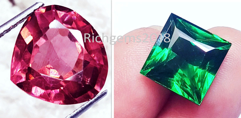 8 to 10 Ct Natural Rhodolite & Green Garnet Pair Loose Gemstone Certified RM248