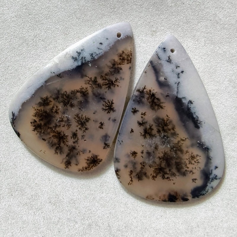 50 Cts Natural Amethyst Sage Agate Drilled Pair Cabochon Gemstone 40 X 26.2 MM gallery