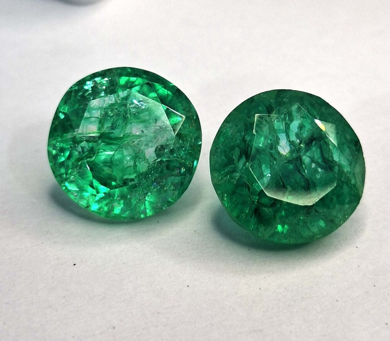 Colombian Green Emerald Round Pair 19-21 Ct Natural Loose Gemstone SB1073 gallery