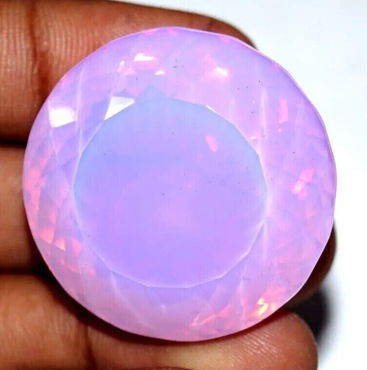 Large Pink Opal 79.75 Ct. Australian Round Cut Loose Gemstone Gift for Women/Her gallery