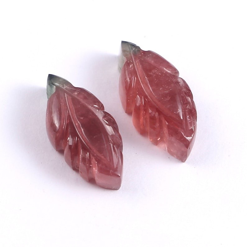 Loose Gemstone Natural Bio Tourmaline Hand Carved Leaf Stone A415