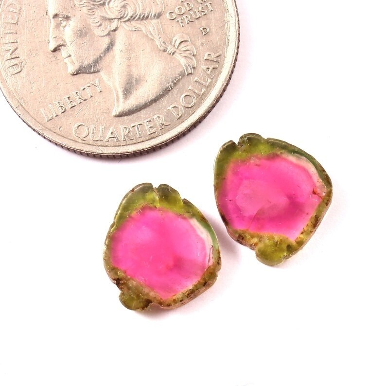 Loose Gemstone Natural Watermelon Tourmaline Smooth Polished Slices A443