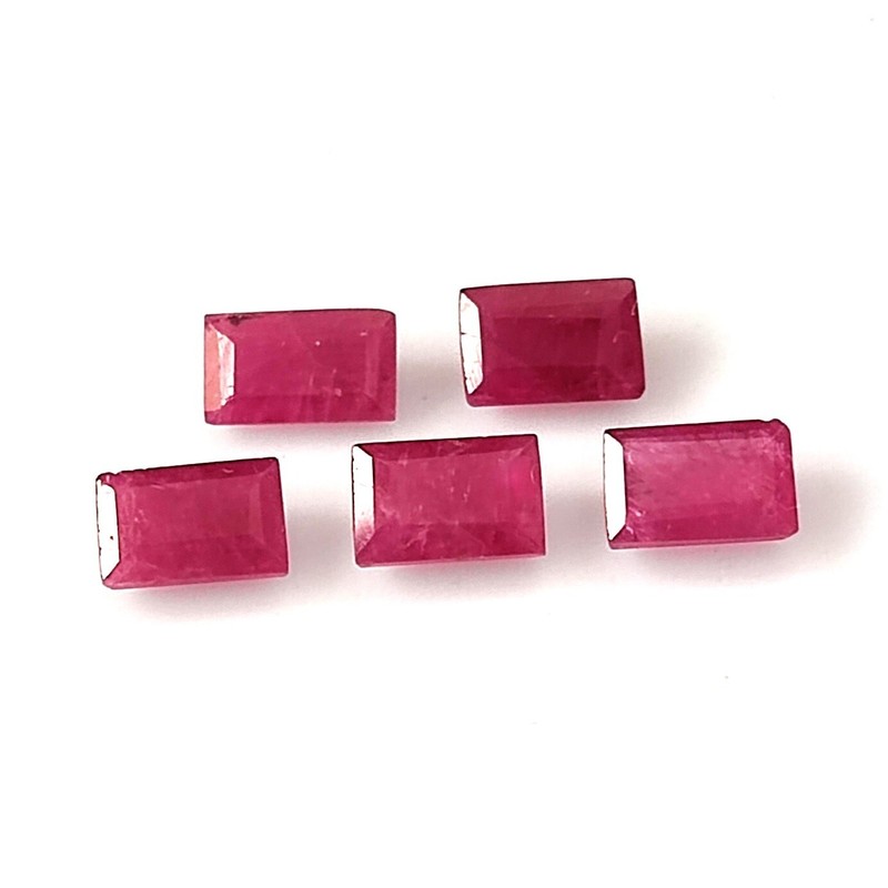 3X5 MM BAGUETTE SHAPE RUBY NATURAL UNHEATED FACETED CALIBRATED GEMSTONE 5 PIECES
